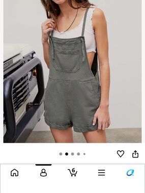 Cider Olive Green Short Denim Overalls